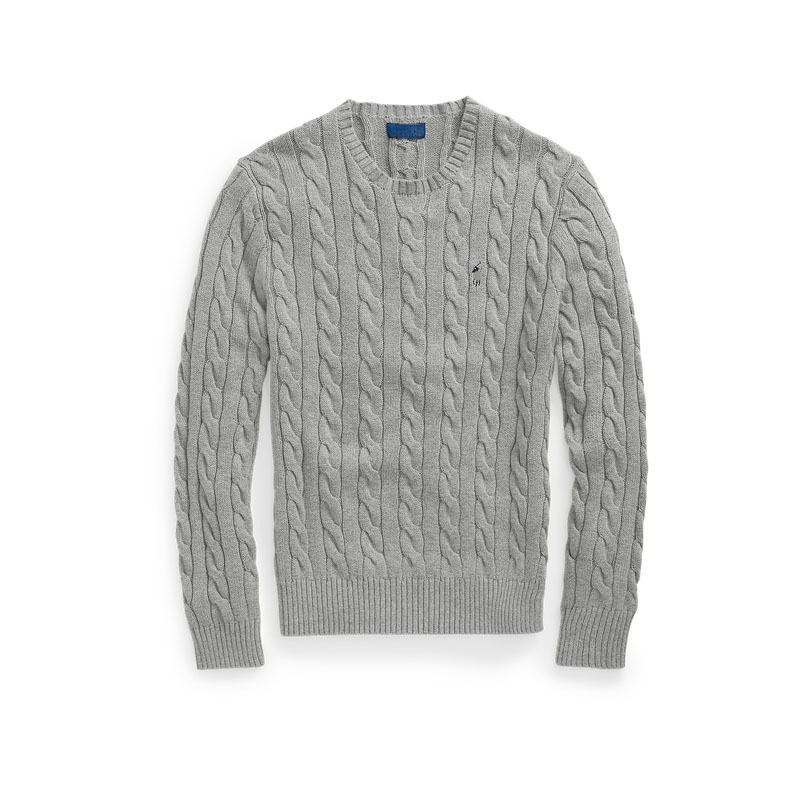 Cross-Border Rl Ralph Lauren Logo Embroidered Crew Neck Knit Sweater for Men, Autumn and Winter Warm Cable Knit Pullover Sweater for Couples
