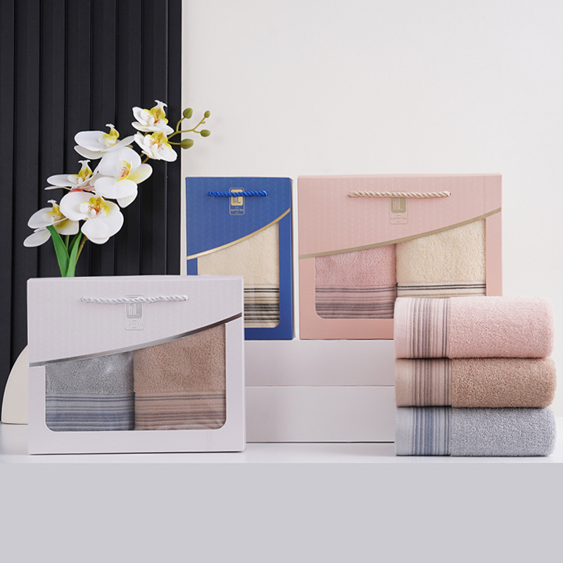 Factory wholesale cotton towel gift box home soft wipe face towel plain satin gift box towel printable LOGO Factory wholesale cotton towel gift box home soft wipe face towel plain satin gift box towel printable LOGO