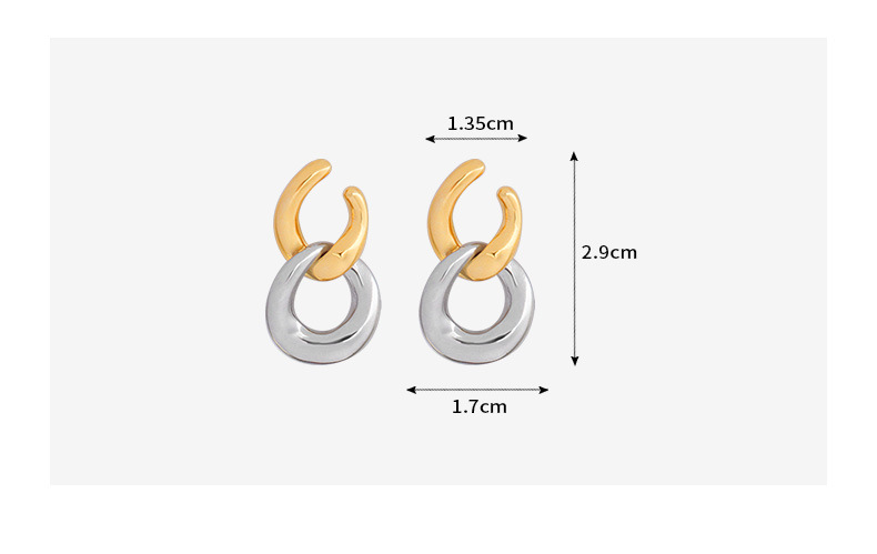 French style ins jewelry C-shaped double ring detachable geometric earrings titanium steel 18k earri