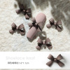 Metal accessory for manicure with bow, resin, cute nail decoration, internet celebrity, ready-made product