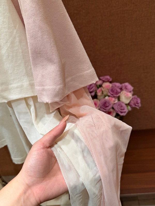 081605 夏季新款女士假两件设计慵懒宽松长袖防晒衫纯色网纱T恤|undefined