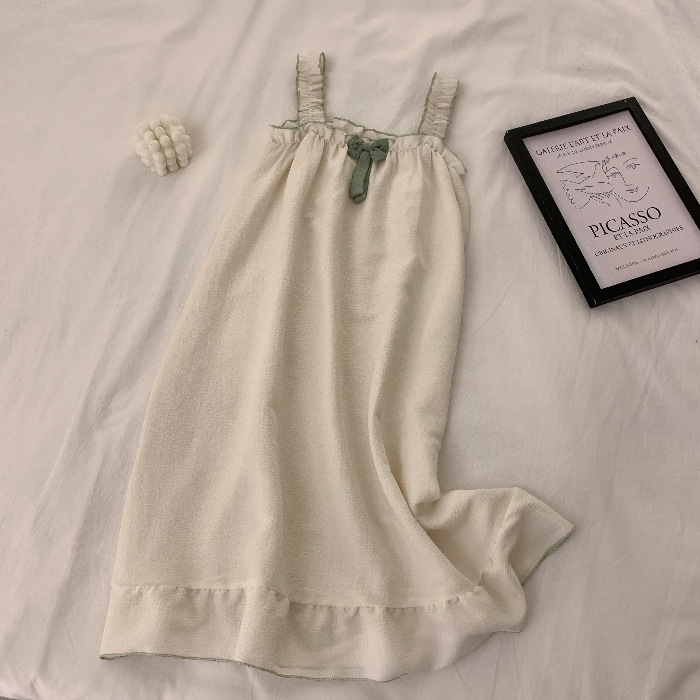 Verano Correa camisón mujeres lindo encaje burbuja pijamas de algodón princesa estilo dulce lindo homewear