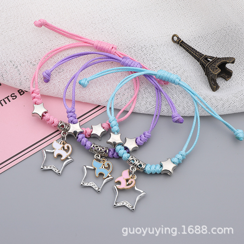 Girlfriends three-person bracelet Korean cute handmade braided rope retro friendship fashion student birthday gift