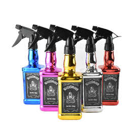 外贸创意电镀喷水壶复古油头造型喷雾瓶理发店专用小四方电镀水壶