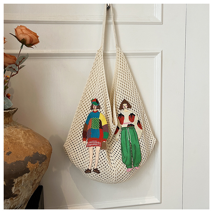 Lazy Style Woven Bag For Women, Fashionable Large Capacity Shoulder Bag, Beach Vacation Travel Korean Style Straw Bag - Thumbnail 8
