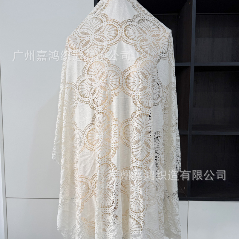 Tejido de encaje de alta calidad brocado de algodón vestido vestido de boda negro blanco albaricoque tela spot