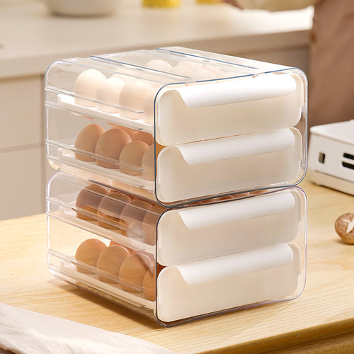 Refrigerator egg storage box drawer-type transparent food-grade egg box household double-layer egg tray kitchen crisper
