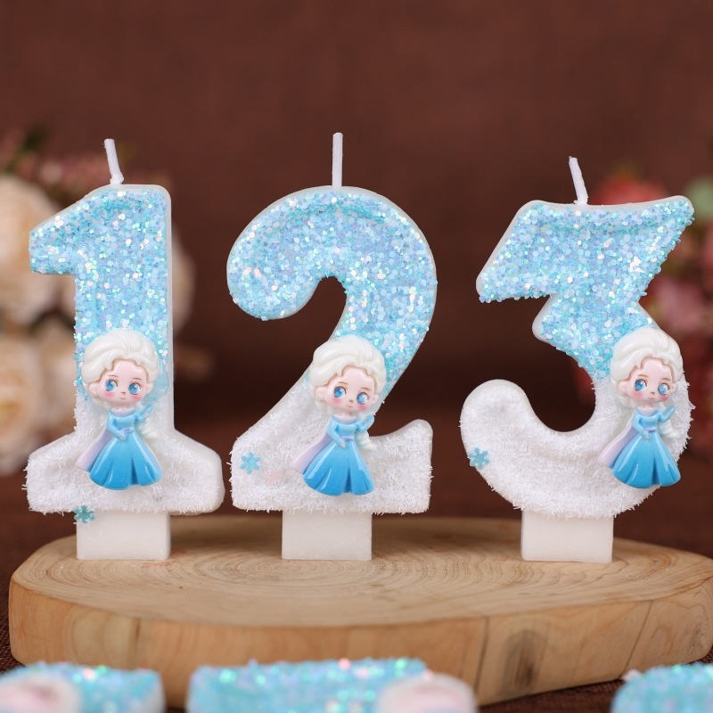 クロスボーダー用エルザデジタル誕生日キャンドルケーキパーティーデコレーションスパンコール手作りデジタルキャンドル0-9diy漫画|undefined