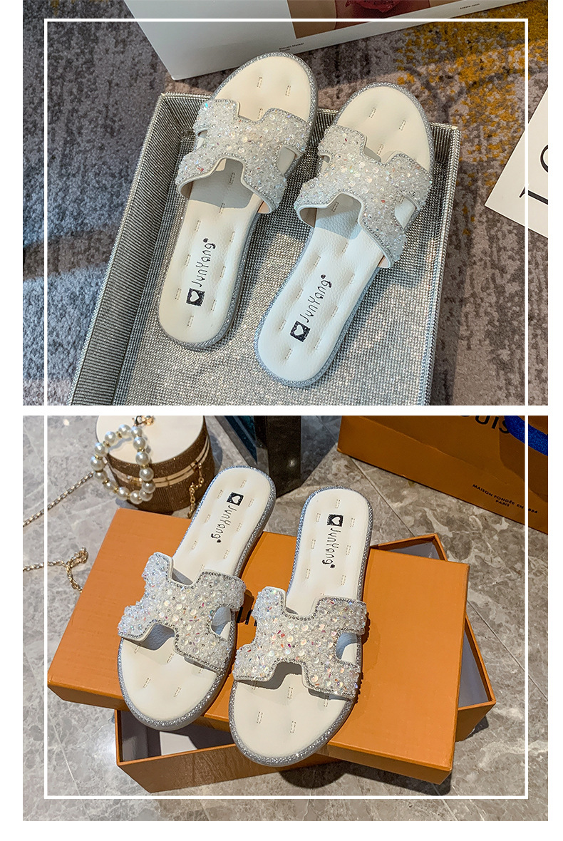 Sandali bassi eleganti con strass da donna per estate e mare_voghion.com