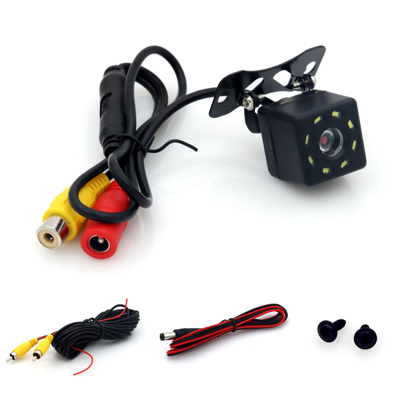 HD plug-in 8 lights CCD rear view camera mirror with ruler with flower head