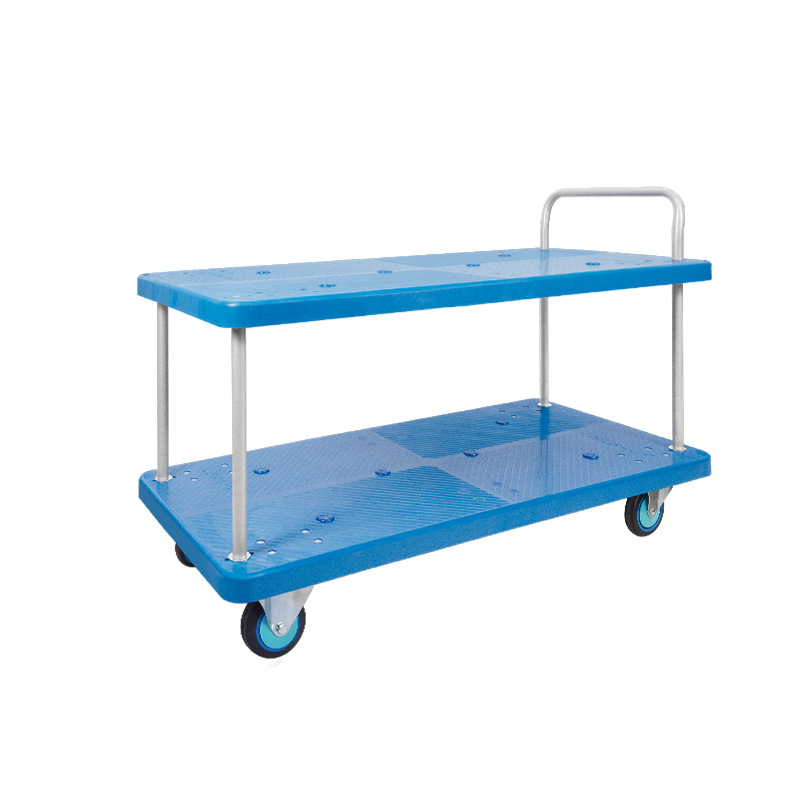 森凡 双层平板车带护栏 酒店学校医院图书馆实验室手推车脚刹车