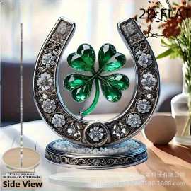 跨境热卖水晶幸运马蹄和四叶草装饰品亚克力工艺品摆饰摆件