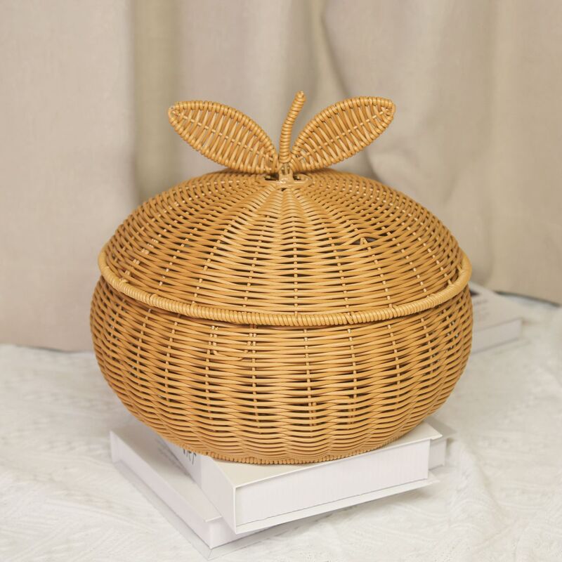 Rattan-like craft hand-woven creative orange-shaped storage basket living room fruit snacks dried fruit snacks storage basket