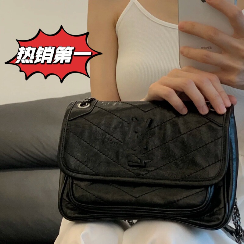 真皮女士单肩包腋下包翻盖链条邮差包磁吸扣大容量斜挎包时尚百搭|undefined