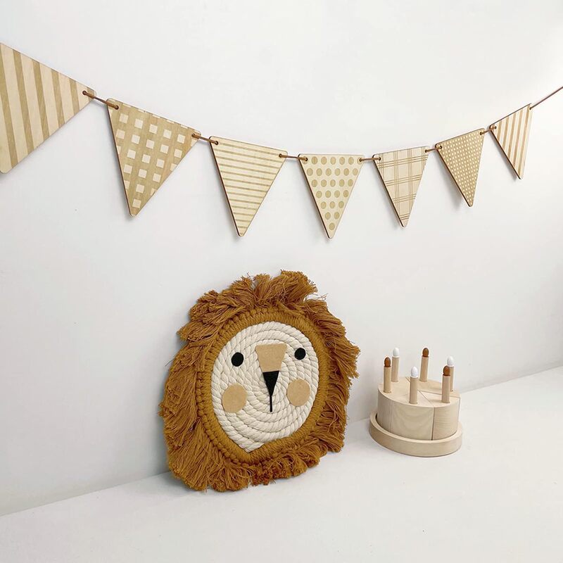 in stock Wooden Triangle Flag Banner Birthday Party Listing Children Baby Room Decoration Photography Props