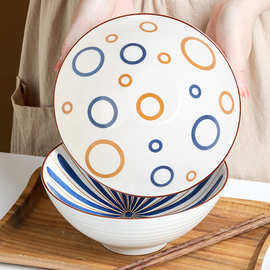 陶瓷餐具釉下彩汤碗 北欧加厚特色家用面碗 创意个性大容量陶瓷碗
