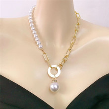 歐美跨境飾品頸鏈 多元素珍珠簡約套裝韓版時尚女 巴洛克吊墜項鏈