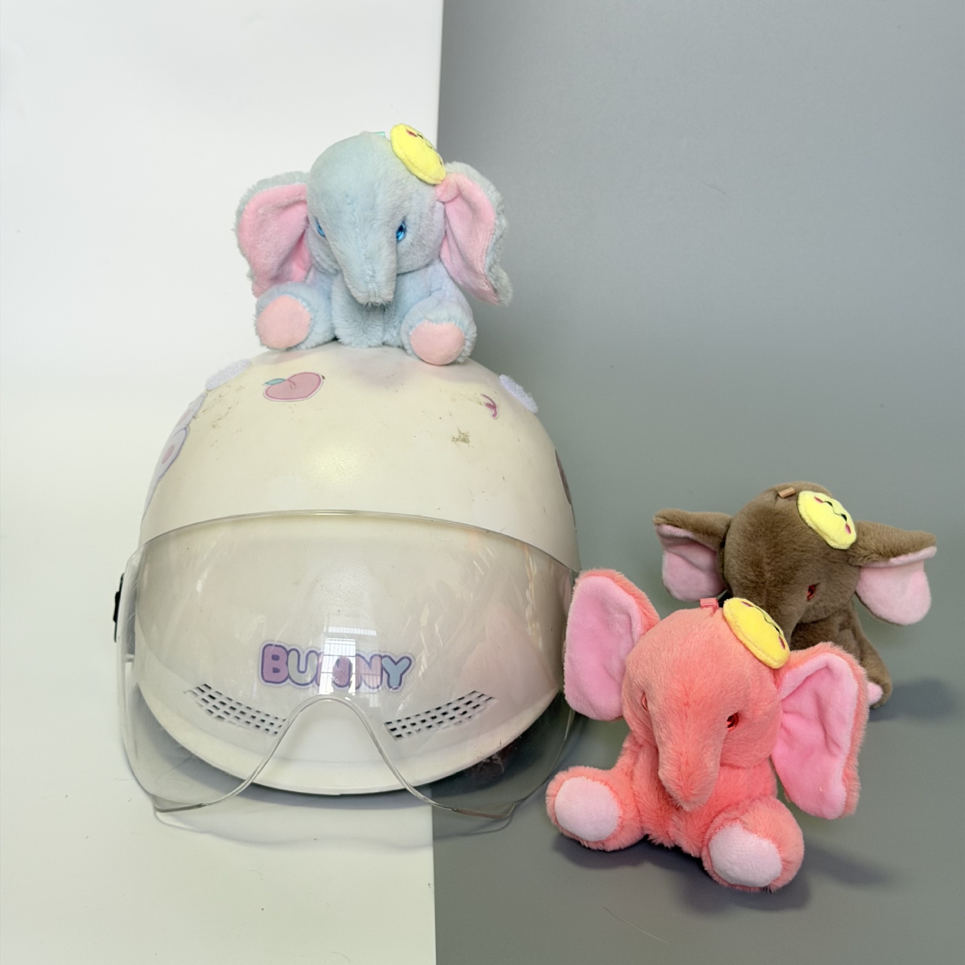 Dàxiàng New Cute Elephant Helmet Decoration Doll Cat Ear Electric Vehicle Helmet Accessories (Auto Parts and Accessories) - little-elephant-no-helmet-blue