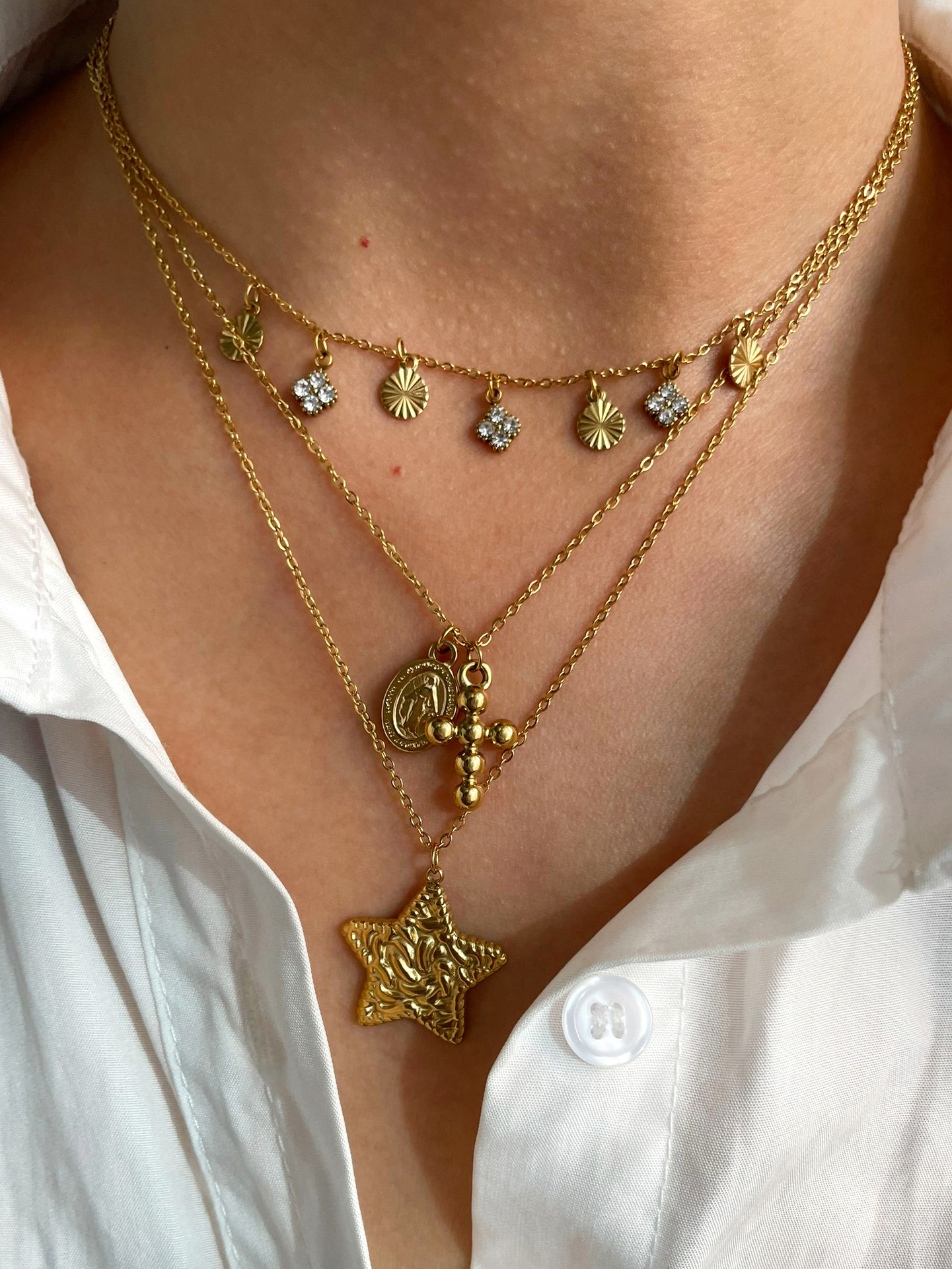 Zircon Inlay Material Pendant Necklace Classification 316L Stainless Steel Rhinestone Zircon Flower Waterproof Non Tarnish Surgical Steel Cute Pendant Necklace For Women's