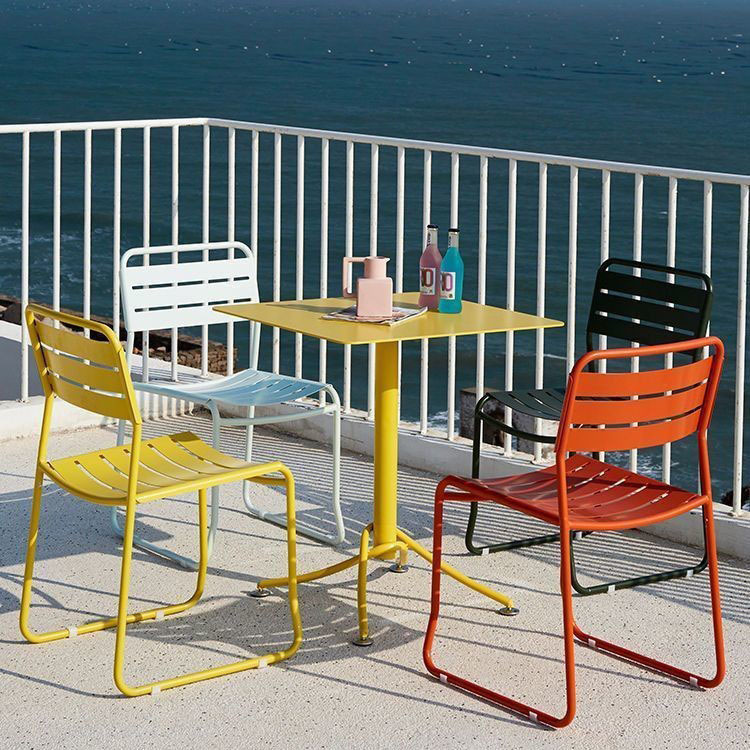 Nordic Simple Modern Outdoor Metal Table and Chair Combination Villa Courtyard Milk Tea Shop Aluminum Alloy Leisure Table and Chair Color