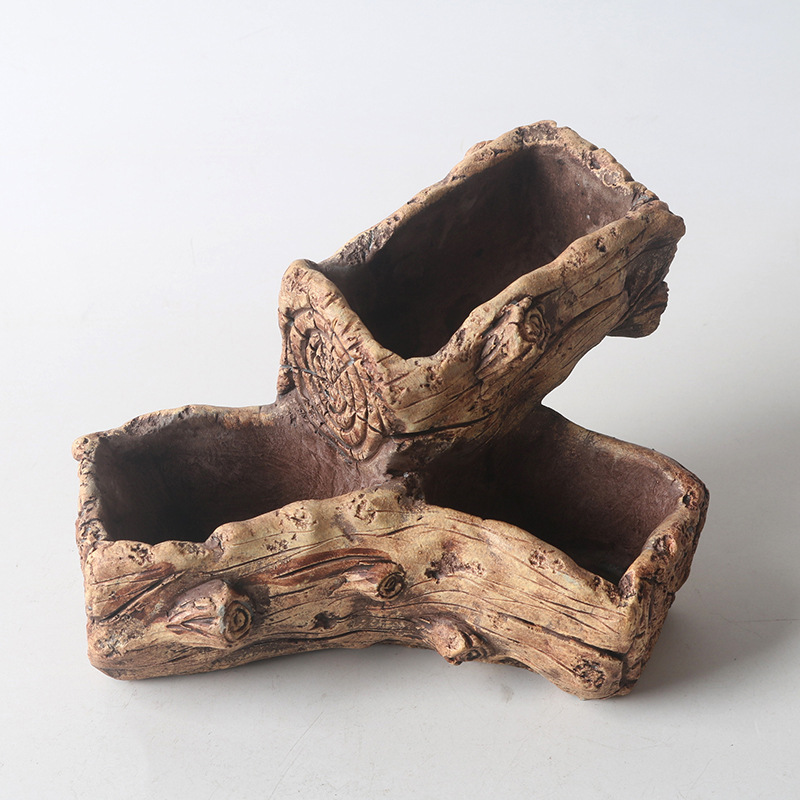 Maceta para Suculentas con Diseño de Raíz de Árbol en Cemento - Para Micro Paisajes, al por Mayor