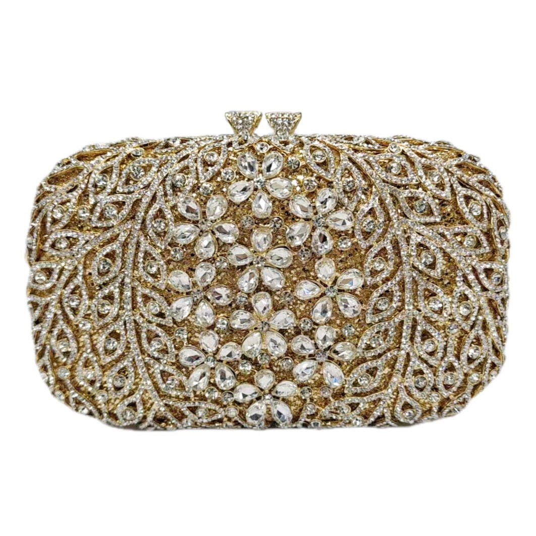 Nuevo bolso de cena de diamantes, bolso de diamantes de metal hueco, bolso de diamantes