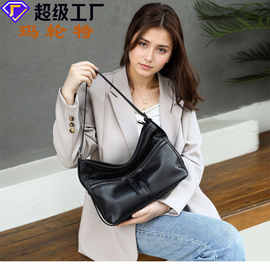 亚马逊高品质头层牛皮女士单肩包时尚潮流双肩带百搭斜挎包小方包