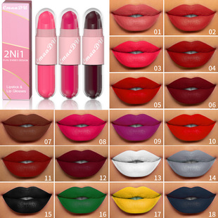 Pay attention to view! Link Disclaimer-Foreign Trade Exclusive: CmaaDu Face Color Lipstick Lip Color 2 in 1 Matte