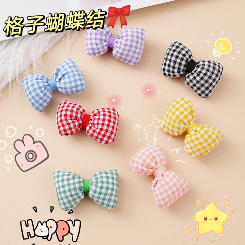 Adorable small grid bow DIY accessories plaid girl heart sweet hair accessories shoes socks hats clothing accessories materials