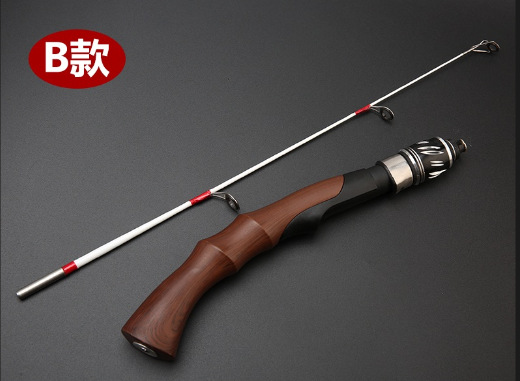 Barra de hielo, barra de pesca transfronteriza, barra de pesca portátil, mango recto 50cm, barra de pesca de invierno sólida, suave, ligeramente corta.