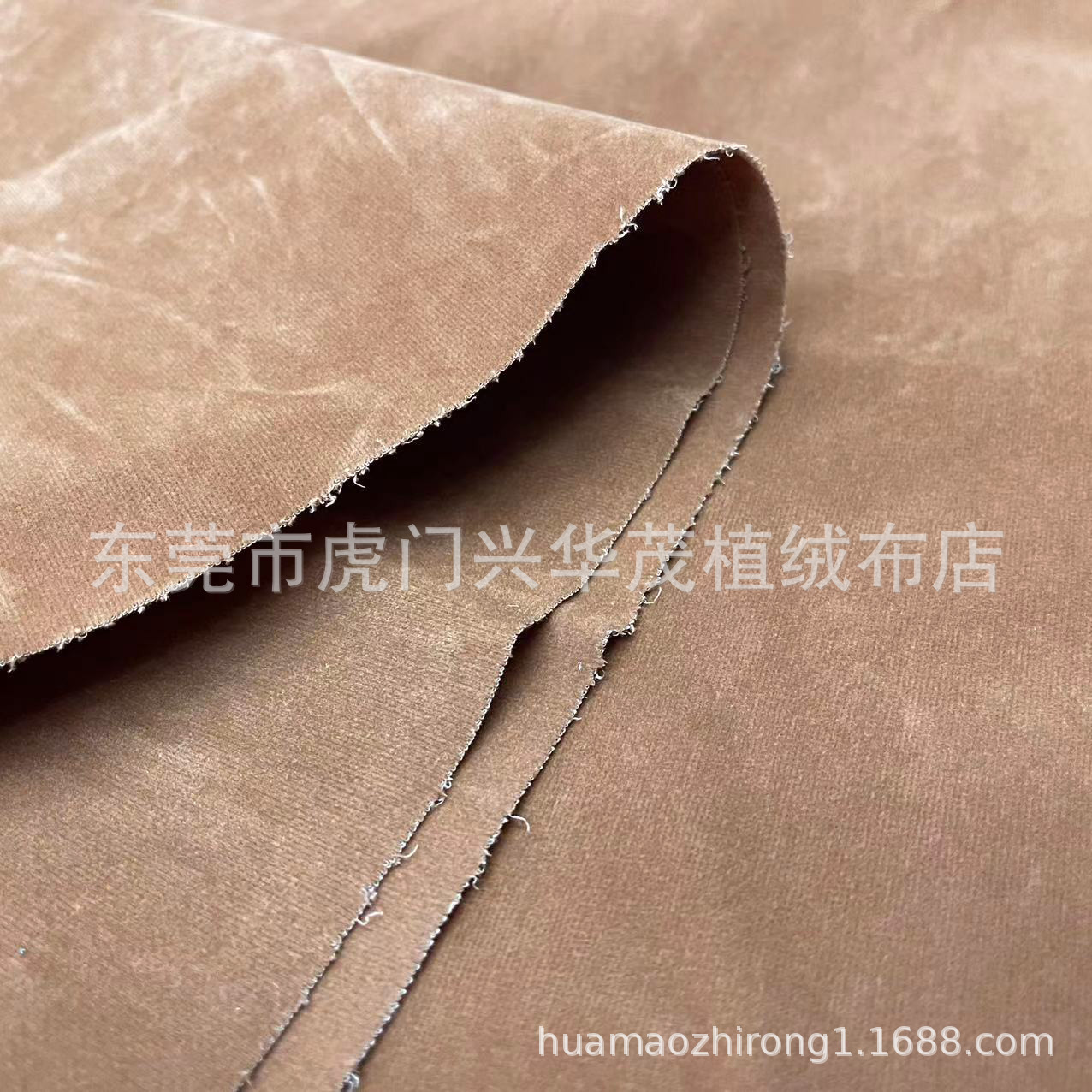 现货供应 针织底布双面植绒 双面鹿皮绒 洗水绒布 杏色箱包面料
