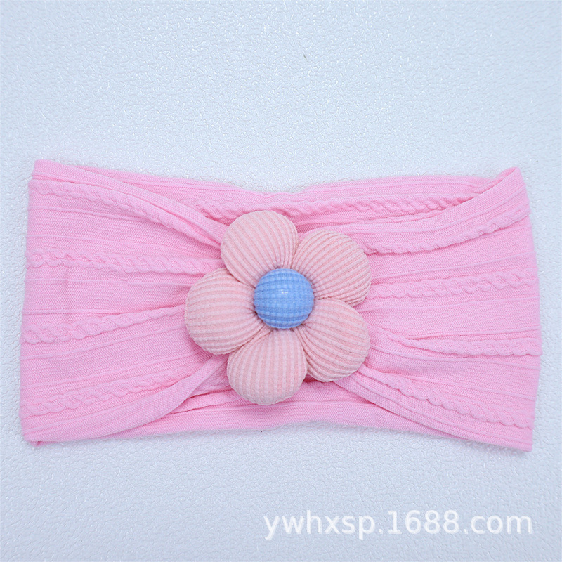 Diadema elástica para bebés, flor de cinco pétalos, accesorio suave para recién nacidas