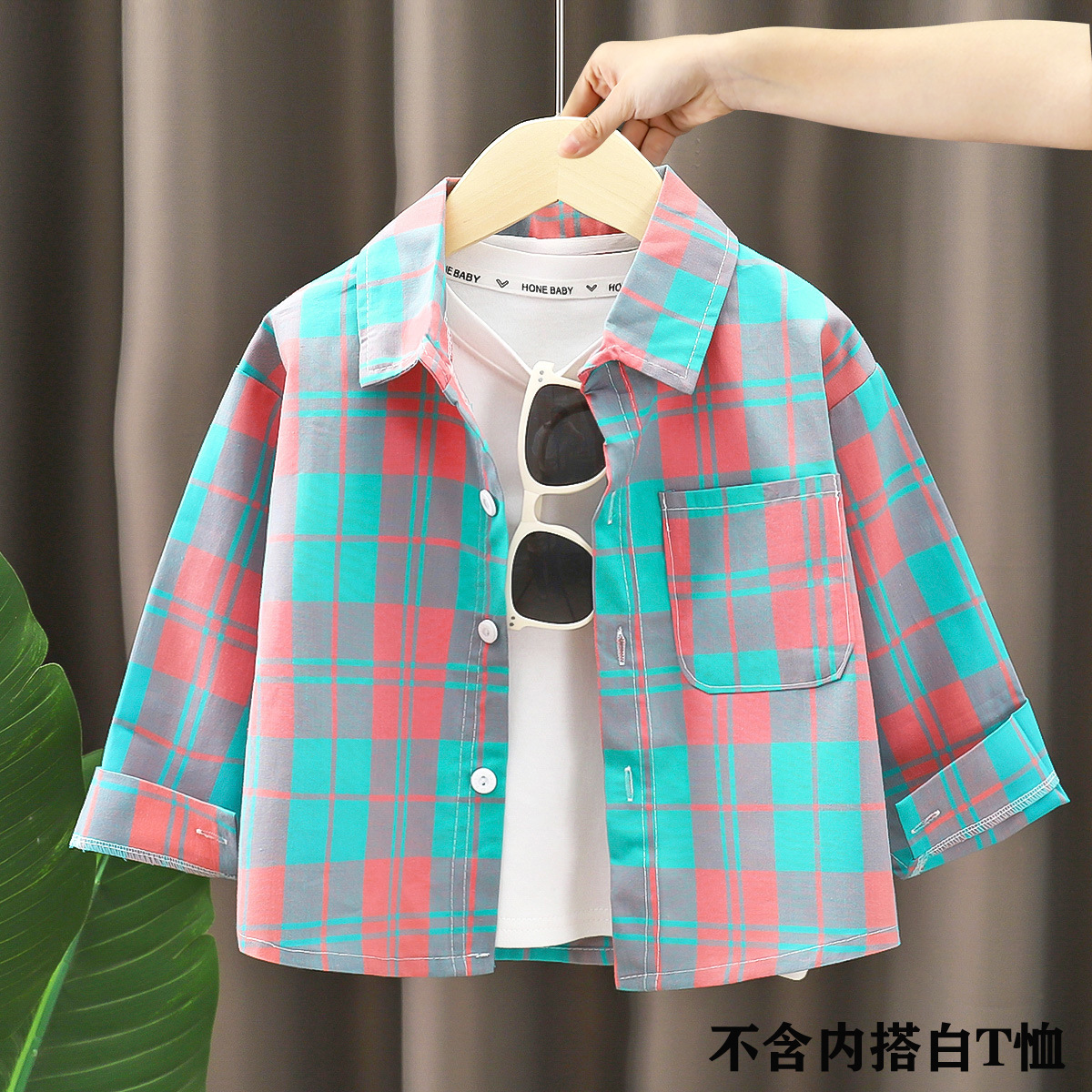 Camisa para niños para hombre 2025 nueva camisa a cuadros de algodón de estilo occidental para bebés primavera y otoño Cárdigan de solapa de moda para niños