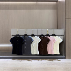 夏の新ファッションスリムレディース 6 色ラウンドネックヘンリーシャツ半袖 Tシャツカジュアル多用途 jby160302