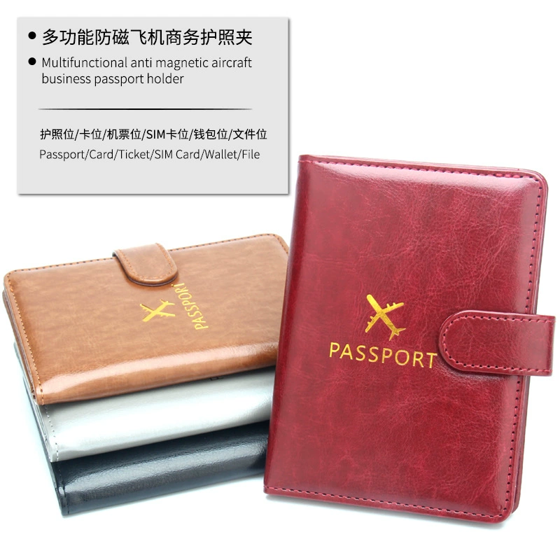 Wallet Anti -magnetic passport clip Multi -function multi -function multi -function multi -plug card seat folding buckle and fastening passport Ben leather card clip bag