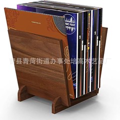 レトロ木製ビニールレコードラックレコードラックフォトアルバムディスプレイラック収納ラックポータブル CD 収納ラックブックラック
