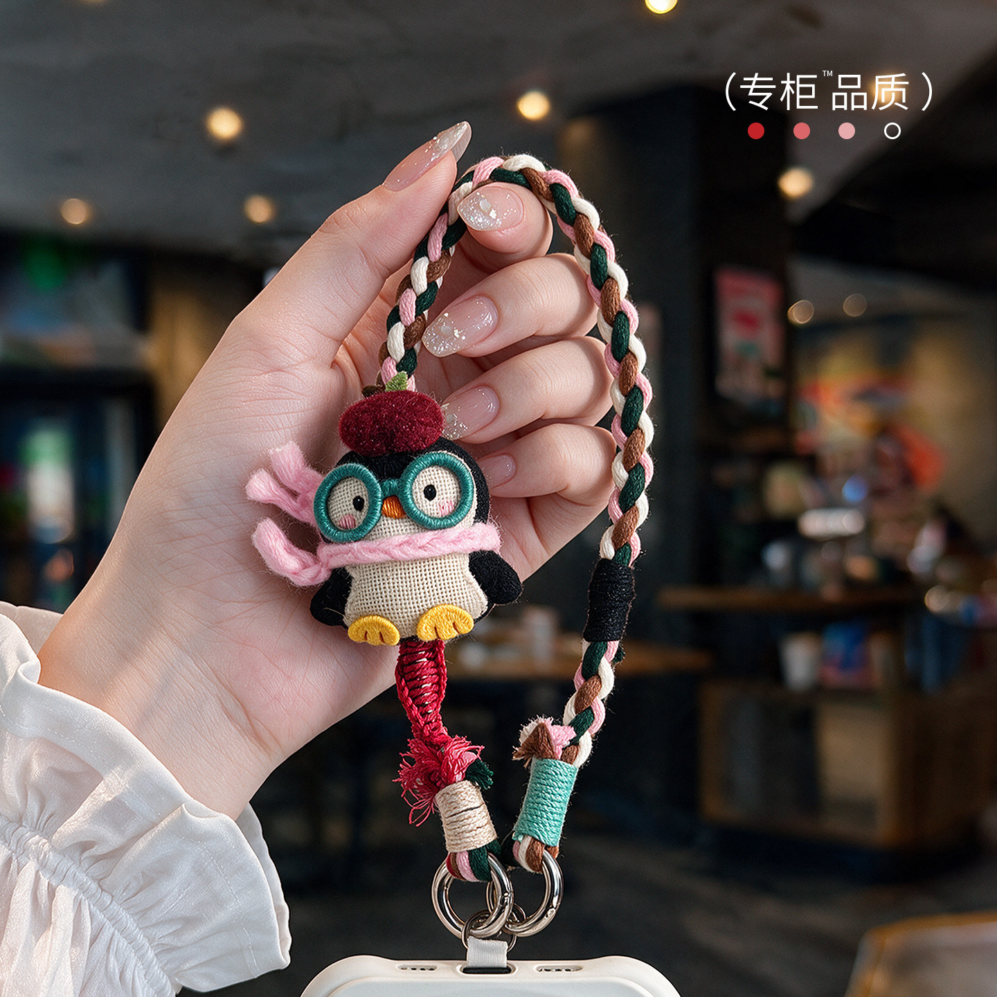 Cute fabric penguin plush toy phone strap, hand-woven wrist strap, bag key pendant, creative toy