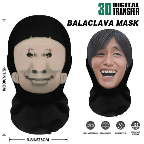 Funny cosplay headgear, quirky masks, hilarious face costumes, prankster-style mesh masks