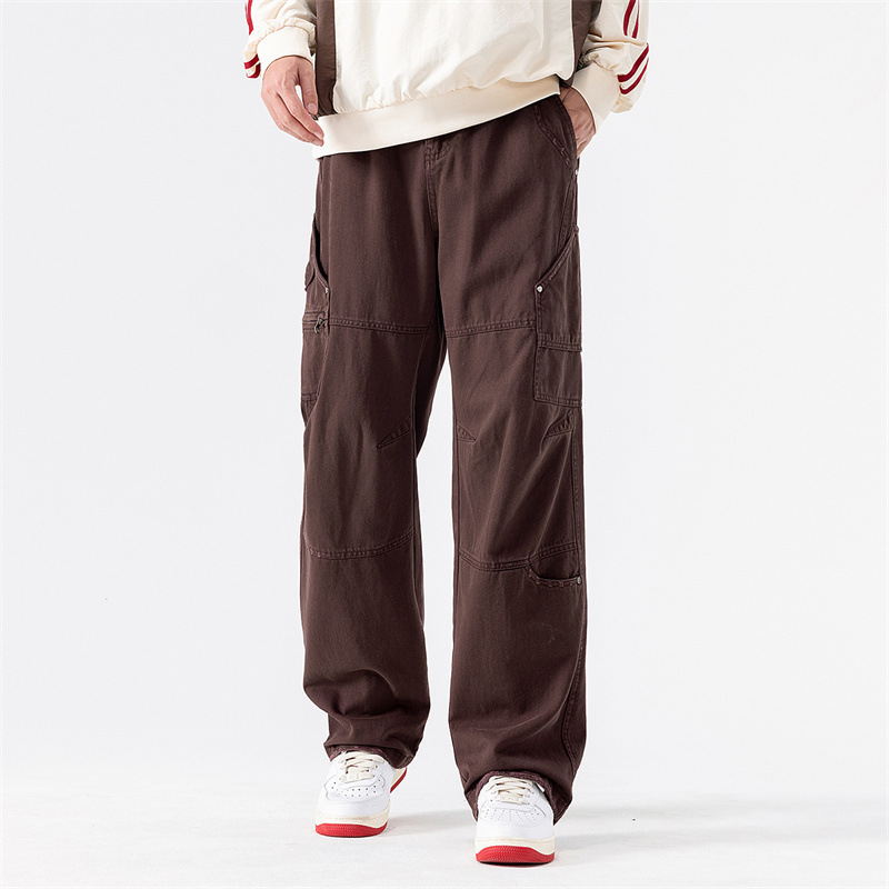 2025 New Autum Men's Korean Trendyy Loose Multi-Flap Pocket Pants Cargo Pants Casual Pants 8839