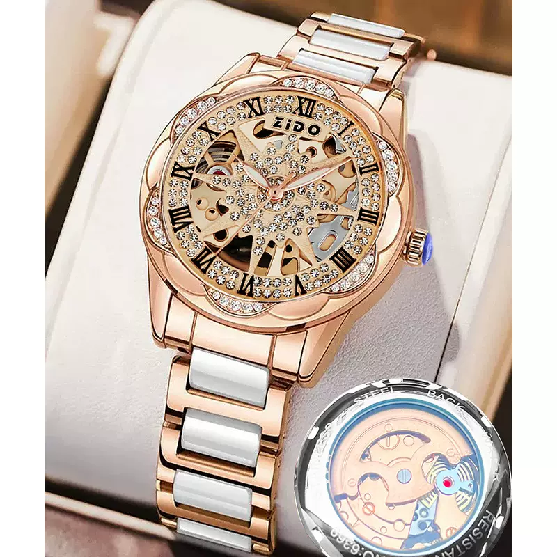 zido品牌太阳花仿机械女表 镂空直播爆款女士手表现货 石英表批发