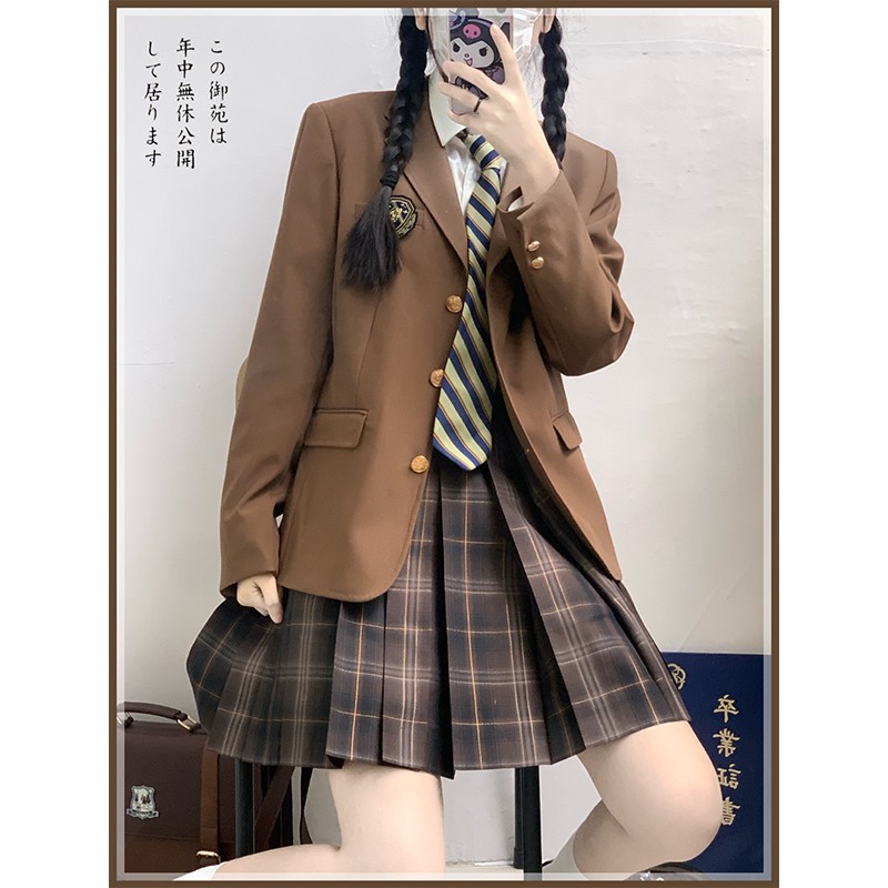 智贝主图_0圣の卡特茶西JK西装外套茶色徽章西服日系学生学