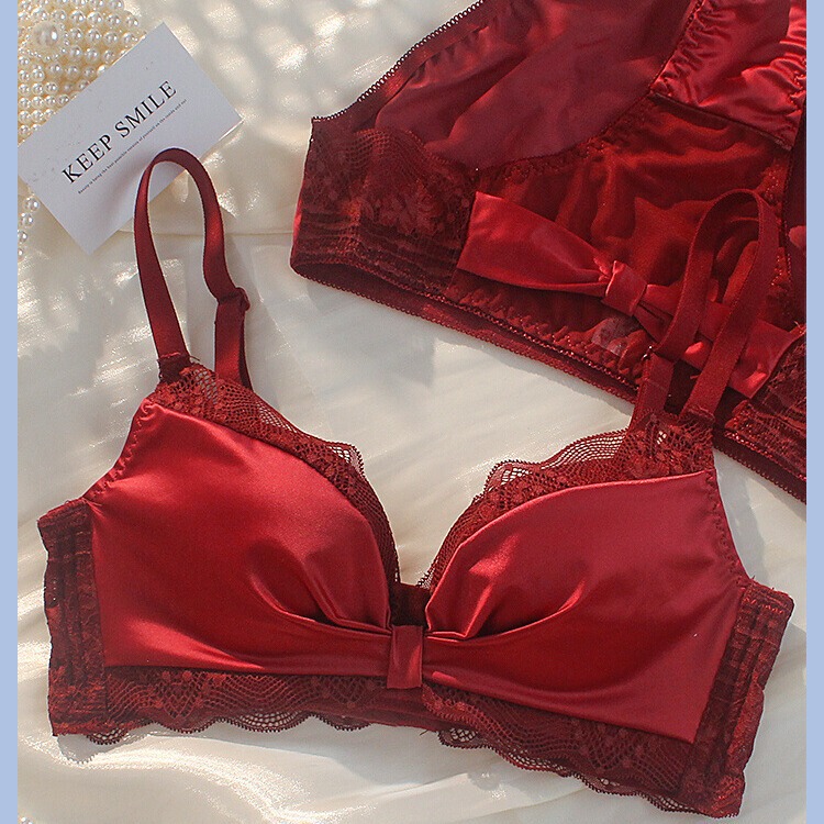 Red Underwear Women's Small Chest Push-up Benmingnian suit No Steel Ring Anti-sagging Para Breast Sexy Adjustable Bra