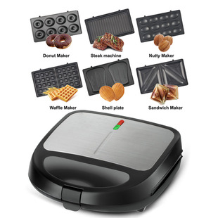 Cross-Border European Standard 6-in-1 Breakfast Machine Sandwich Machine Waffle Multi-Function Electric Grill 850W Kitchen DIY Appliance