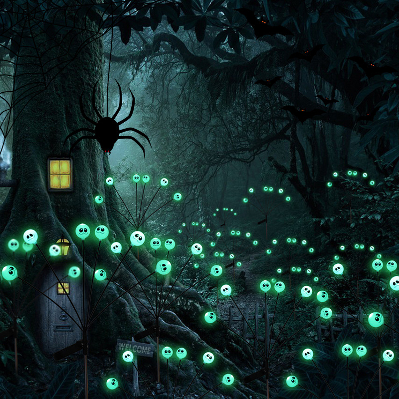 Lámpara LED solar de Halloween luminosa calabaza de cara fiesta al aire libre decoración de patio de atmósfera festiva string de lámparas