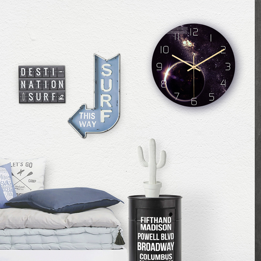 Nebula Wall Clock Tempered Glass Silent Movement Decorative Home_voghion.com