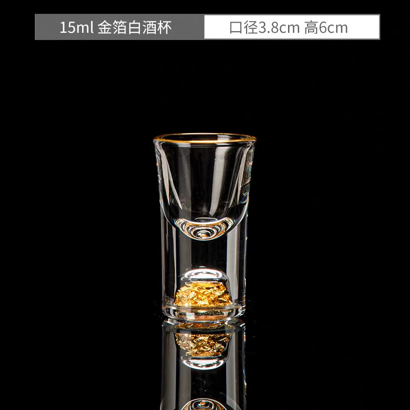 Dos dos tazas de vino chino de alta calidad conjunto de dispensador de vinos creativo casero Jinshan lámina de oro 100ml con la escala de vinos