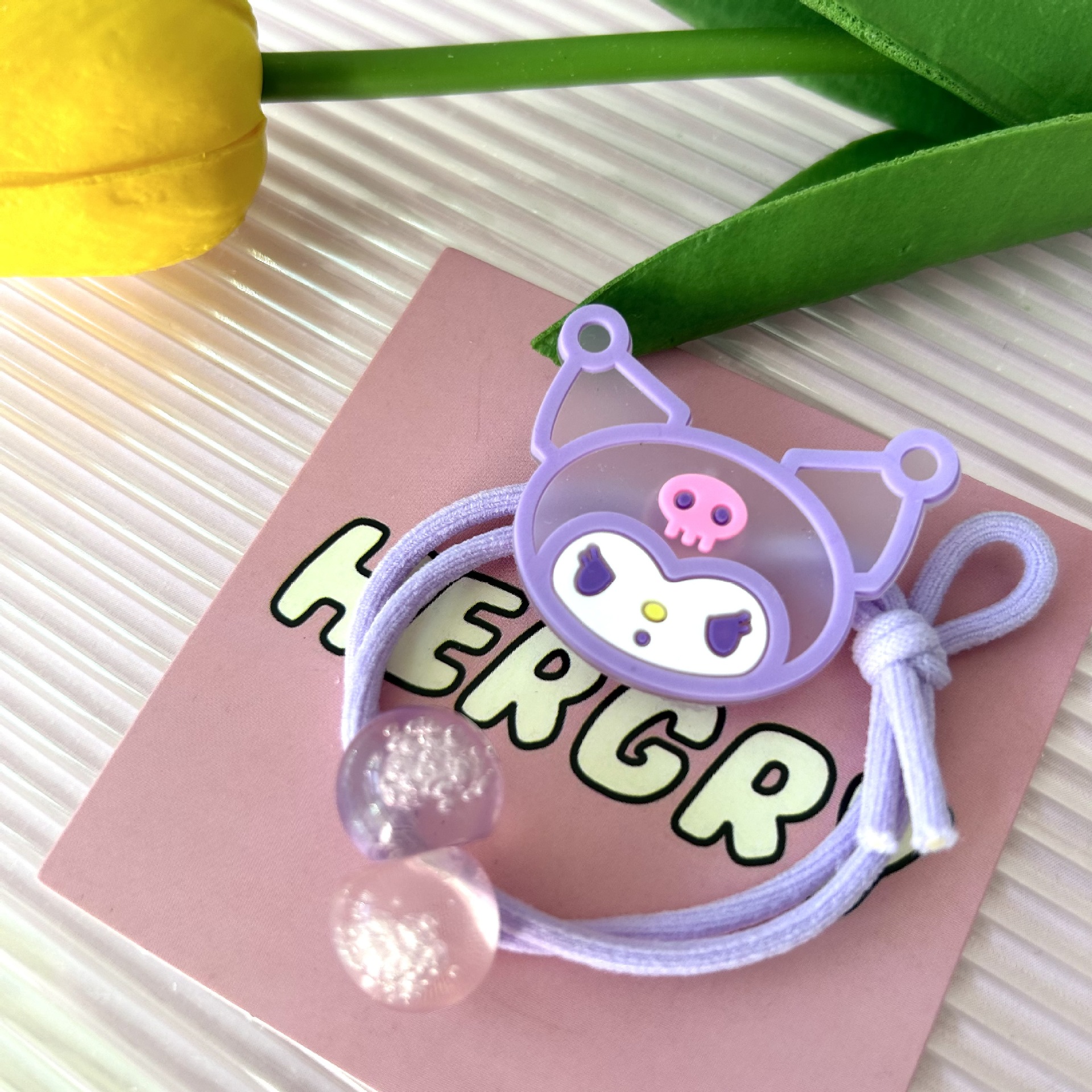 Sanliou cuerda para el cabello de niños lindos Kuromi dibujos animados tiras de goma de cola de caballo cuerda de cabello de alta elasticidad joyas para el cabello de niña