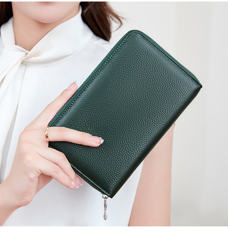 Gepäck & Taschen Oberschicht Rindsleder RFID Reisepasstasche Reißverschluss lange Passbuchtasche multifunktionale Dokumententasche große Kapazität echtes Leder Clutch_voghion.com