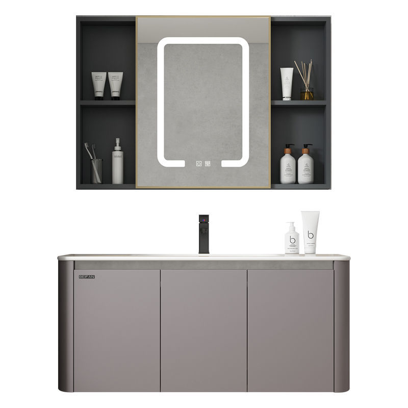 Combinación de gabinete de baño de aluminio espacio luz lavabo de lujo piscina baño lavabo de cerámica gabinete combinación hogar