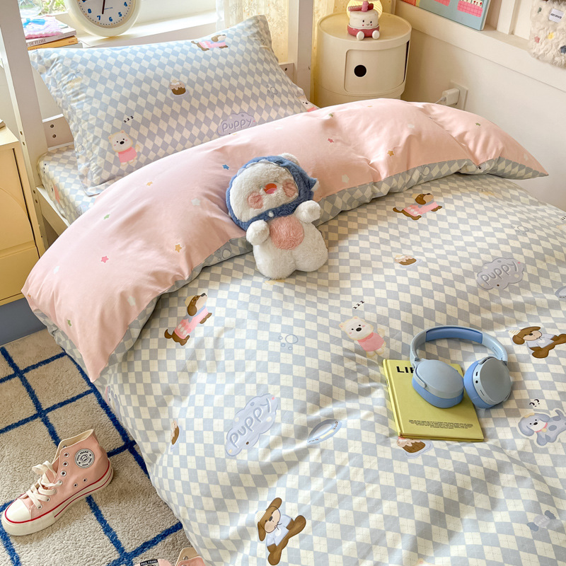 Ropa de cama de tres piezas de algodón para dormitorio de estudiantes universitarios, ropa de cama de algodón, funda de edredón, colchón de seis piezas, bolso de check-in